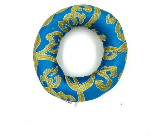 Miniatura 6 de Cojín de anillo de brocado de seda para cuenco tibetano hecho a mano Nepal (azul)