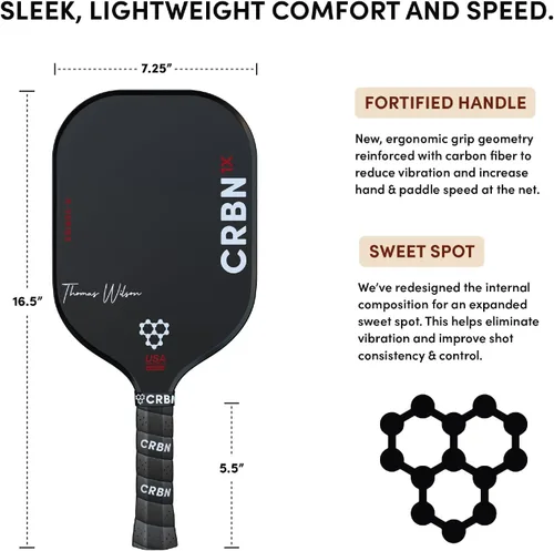 Miniatura 4 de CRBN Pickleball - X Series Power Paddle - Carbon Fiber Pickleball Paddle with Foam Injected Edges for Expanded Sweet Spot