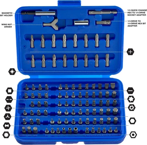 Miniatura 2 de NEIKO 10048A Juego de Brocas de Seguridad de 100 Piezas Acero Cr-V Adaptadores de 1/4 de Pulgada Phillips Ranurado Hexagonal Torx Star A Prueba