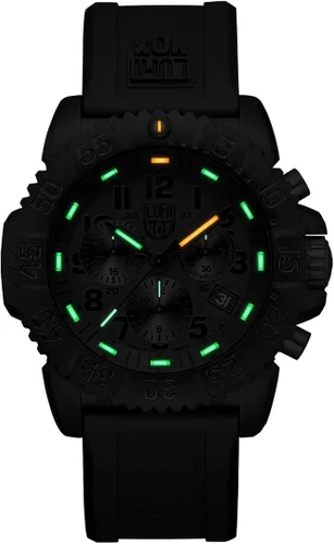 Miniatura 3 de Luminox Navy Seal Blackout XS.3081.BO.F Reloj para hombre de 1.73 pulgadas, reloj militar de buceo en función de fecha negra, cronógrafo de 656.2ft