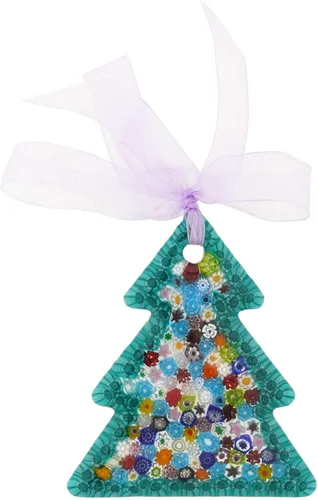 Miniatura 5 de Glass Of Venice Adorno colgante de cristal de Murano para árbol de Navidad con cinta, verde aguamarina y multicolor, adorno de Navidad