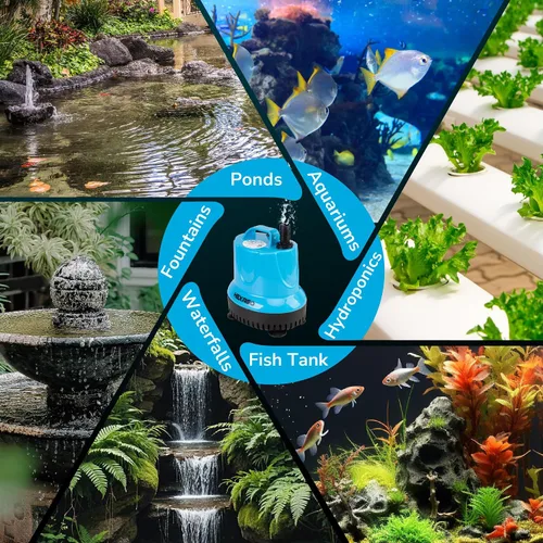 Miniatura 7 de Hexago Bomba sumergible de fuente de agua de 580 GPH, bomba de sumidero pequeña de 60 W con elevación alta de 9 pies, bombas de acuario