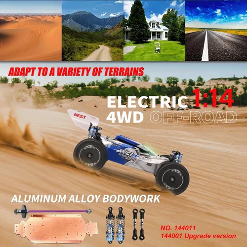 Miniatura 2 de WLtoys 144001 V2 1/14 RC Cars, 4WD Control remoto de alta velocidad para adultos, diseño de iluminación creativa, hardware y batería actualizados