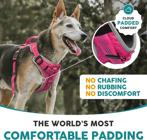 Miniatura 6 de Embark Sports - Arnés para perro mediano sin tirones, con diseño ligero, transpirable, chaleco rosa con asa para control, fácil de poner y quitar