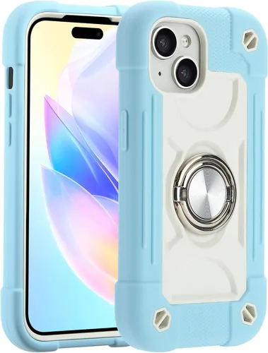 Miniatura 35 de MARKILL Funda compatible con iPhone 15 de 6.1 pulgadas con soporte integrado, [grado militar resistente de cuerpo completo] protección contra Rosa