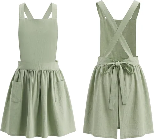 Miniatura 10 de Delantal con o sin pechera para niños, Delantal con espalda cruzada, Delantales con babero estilo japonés Ropa para el hogar Beige