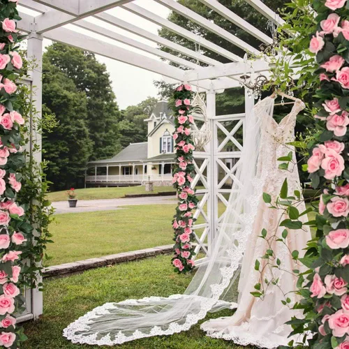 Miniatura 5 de LESING Guirnalda de rosas artificiales, 4 unidades (28.8 pies), guirnalda de flores de seda falsa con plantas verdes, guirnaldas de flores colgantes
