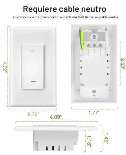 Miniatura 7 de GHome Smart Interruptor, interruptor Wi-Fi de luz de 3 vías compatible con Alexa y Google Home, temporizador de programación de 2.4 GHz, requiere