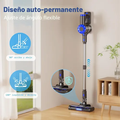 Miniatura 8 de AIRDIYA - Aspiradora inalámbrica, mejorada, de 40 Kpa, 8 en 1, ligera, con autosoporte, taza de polvo de 1.5 L y antienredos, recargable