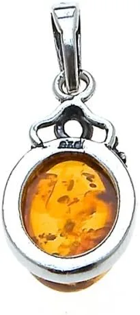 Miniatura 2 de Colgante de vid de plata de ley ámbar miel, Plata esterlina, Ámbar