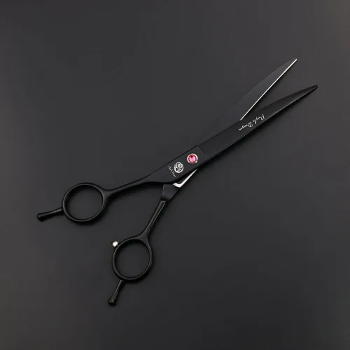 Miniatura 5 de Purple Dragon Tijera de corte de pelo para zurdos de 7.0 pulgadas, tijeras curvadas y adelgazantes con bolsa, para peluquería de mascotas o familia