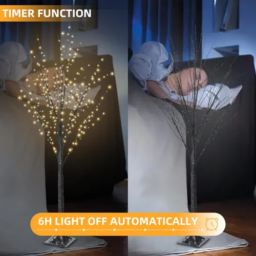 Miniatura 5 de Árbol iluminado con 400 luces LED de 5 pies, incluye luces parpadeantes, abedul LED con temporizador para exteriores, interiores, Pascua, Navidad