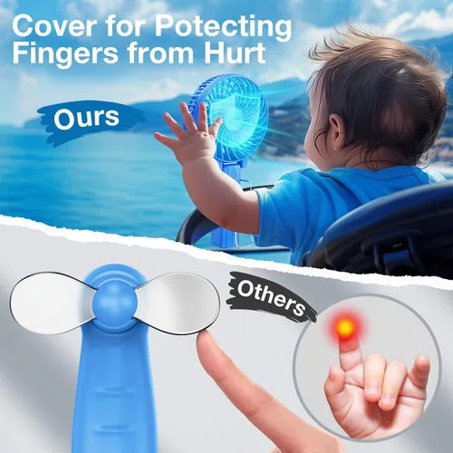 Miniatura 6 de VersionTECH. Ventilador portátil de mano, potente+durable+4000mAh+plegable 180°, mini ventiladores de mesa con USB recargable operado por batería