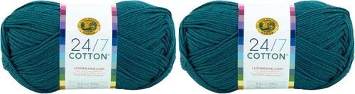 Miniatura 9 de Lion Brand Yarn, Hilo ligero mercerizado de algodón 24/7 para tejer, ganchillo y manualidades, Almirante, 1 paquete, 185 yardas de fibra natural