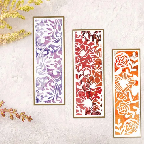 Miniatura 3 de Estivaux 3 troqueles de corte con marco de hojas y flores para hacer tarjetas, marco rectangular con flores de vid, plantilla de grabado de metal