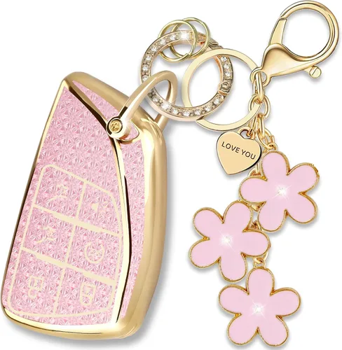 Miniatura 11 de Funda para llavero de TPU con llavero floral compatible con llave inteligente Chevy de 6 botones para mujeres