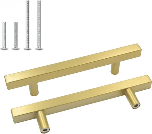 Miniatura 31 de Goldenwarm Paquete de 5 manijas negras de gabinete de 2-1/2 pulgadas (2.520 in) color negro mate, tiradores de cajón en T para armarios de cocina