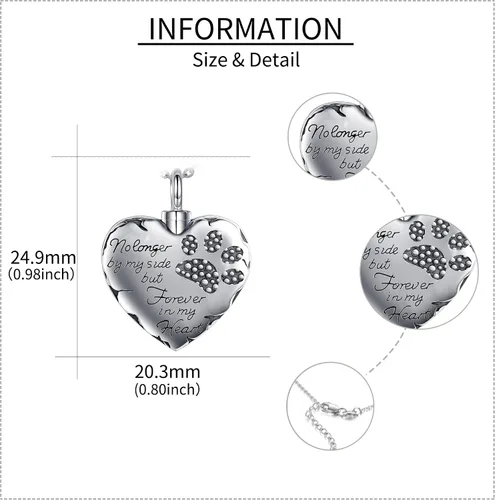 Miniatura 16 de YFN Collares de urna para cenizas, de plata de ley, alas de ángel de la guarda, collares de urna para cenizas, cremación de mascotas, joyería