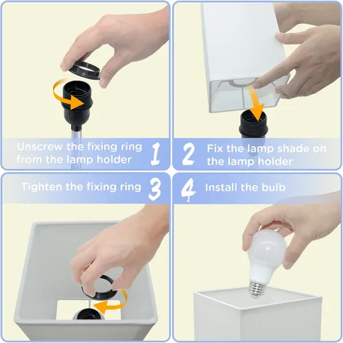 Miniatura 7 de COZOO - Lámpara de mesa y mesita de noche con control táctil de intensidad regulable de 3 vías, 3 puertos de carga USB y 2 tomas de corriente, base