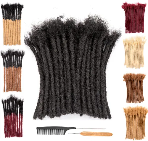 Miniatura 22 de DAIXI 0.2cm y 0.4cm y 0.6cm y 0.8cm de grosor 4-18 pulgadas 10 hebras extensiones de rastas de cabello humano 100% real para hombres/mujeres