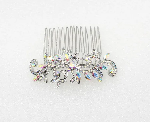 Miniatura 3 de Faship Precioso peine de pelo floral con diamantes de imitación AB