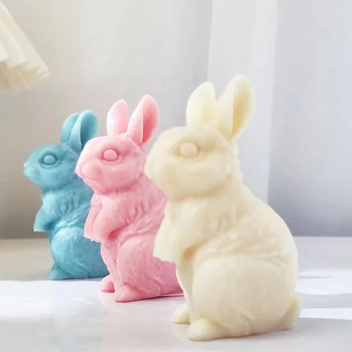Miniatura 3 de Moldes de silicona para velas de conejo 3D, molde de fundición de resina para hacer velas, arcilla polimérica, yeso para decoración del hogar