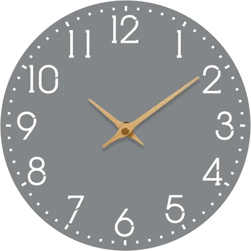 Miniatura 10 de Reloj de pared moderno, funciona con pilas, relojes de pared pequeños de 8 pulgadas, reloj de pared negro silencioso sin tictac, números dorados
