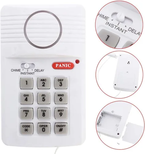 Miniatura 8 de Alarma inalámbrica de seguridad antirrobo para el hogar, cobertizo de garaje con teclado, apto para ventana de puerta, alimentado por 3 pilas AA