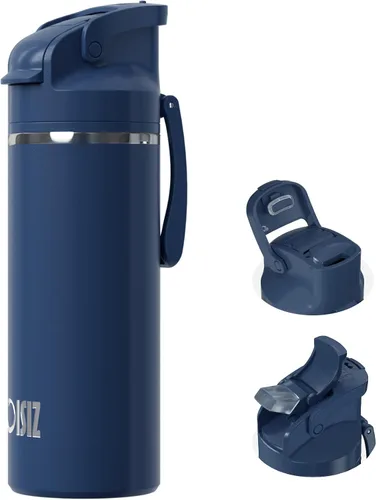 Miniatura 22 de OISIZ Botella de agua aislada de 20 onzas con boquilla 2 en 1 y tapa de popote, cierre de seguridad de un clic, 100% a prueba de fugas, mantiene