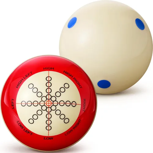 Miniatura 8 de Gemscream 2 piezas de bolas de taco de billar con puntos, artefacto de entrenamiento de práctica, tamaño reglamentario 2-1/4 pulgadas, bolas de Rojo
