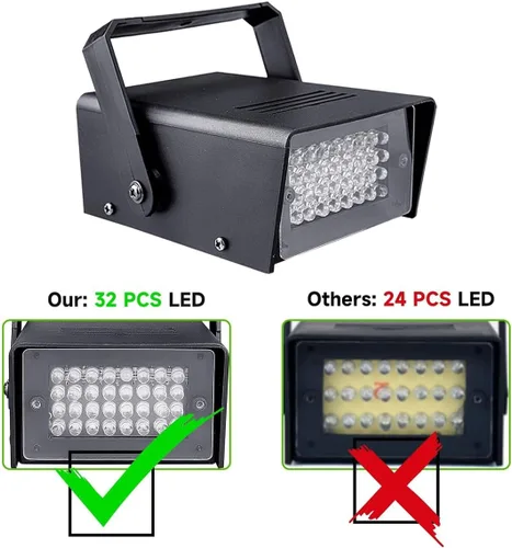 Miniatura 3 de 2 paquetes de 32 luces LED estroboscópicas para Halloween, fiesta y habitación, mini luz intermitente con múltiples modos