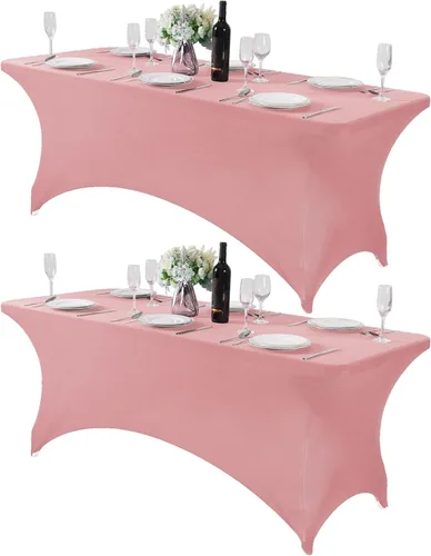 Miniatura 109 de Mantel de elastano para mesas de 4, 6 u 8 pies, mantel elástico universal ajustable para fiestas, banquetes, bodas y eventos - Verde manzana