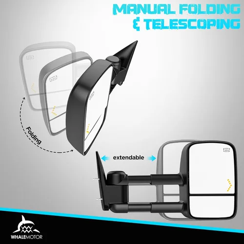 Miniatura 6 de Espejos de remolque calefactables compatibles con Chevy Silverado 2007-2013 y GMC Sierra (2007 nuevo) 1500 2500 3500 HD, Tahoe Suburban Avalanche