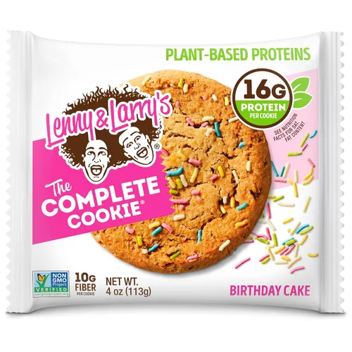Lenny & Larry's The Complete Cookie Snack Size - Pastel de cumpleaños, horneado suave, 0.31 onzas de proteína vegetal, vegano, sin OMG, galleta de 2