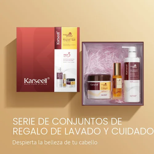 Miniatura 2 de Karseell Juego de Tratamiento Capilar de Colágeno, Máscara de Cabello de Colágeno de Reparación Profunda, Champú y Aceite de Argán para Cabello Seco