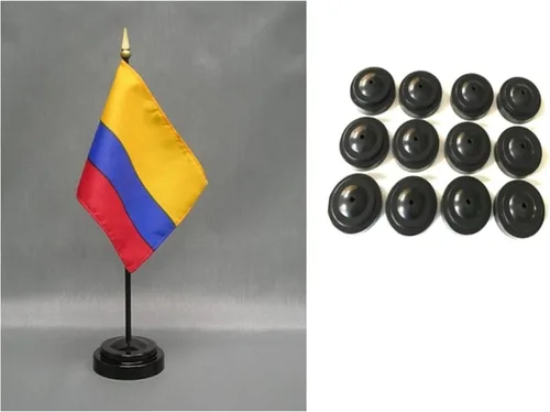 Hecho en los EE. UU. Caja de 12 Colombia 4"x6" en miniatura computadora Stands y 12 colombiano pequeño Mini stick y bandera de banderas de mesa