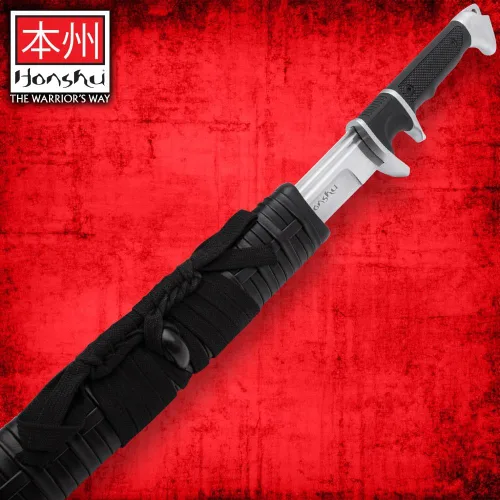 Miniatura 9 de HONSHU Sub-Hilt Wakizashi - Espada y funda Hoja de acero de alto carbono 1060 Mango TPR y protector de acero al carbono Funda de madera