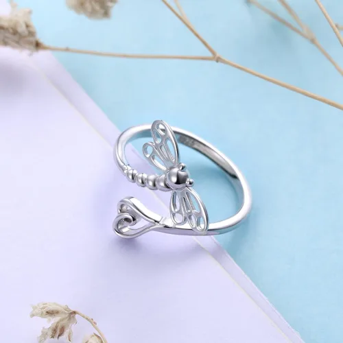 Miniatura 2 de DAOCHONG Anillos abiertos de plata de ley 925 para mujer (anillo de tamaño ajustable)