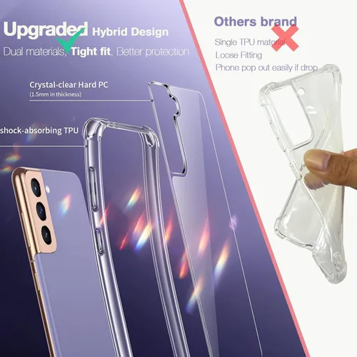 Miniatura 2 de KIOMY Funda transparente para Samsung Galaxy S21 5G Airbag Corners a prueba de golpes, funda protectora para teléfono, diseño híbrido duro PC