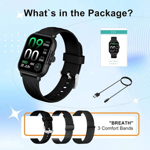 Miniatura 8 de WSQ Relojes inteligentes para hombres y mujeres, reloj deportivo con pantalla HD 2.04, reloj deportivo con voz AI ChatGpt 3 bandas, contador