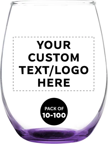 Miniatura 10 de DISCOUNT PROMOS Copas de vino personalizadas sin tallo, 9 onzas, juego de 10/50/100, paquete personalizado a granel, ideal para recuerdos de boda