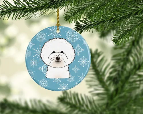 Miniatura 2 de Caroline's Treasures Adorno de cerámica con diseño de copo de nieve para colgar en el árbol de Navidad, para el hogar, Navidad, fiestas, regalo, 3
