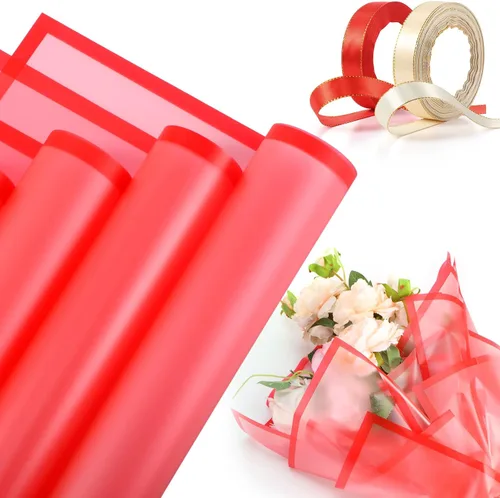 Miniatura 11 de Tenare Juego de papel de regalo de flores y cinta, 36 hojas de papel de regalo de ramo con cinta de satén de doble cara de 50 yardas para regalo