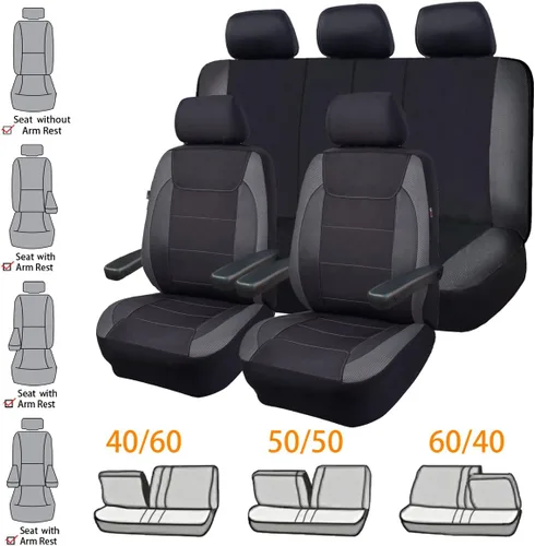 Miniatura 2 de Flying Banner Fundas de asiento de automóvil de fibra de carbono de calidad, tela de malla de aire, deportiva, respaldo bajo, respaldo alto