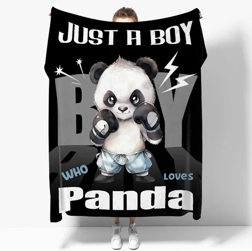 Miniatura 11 de Manta de franela con texto en inglés "I Just Really Like Panda", suave y ligera, para sofá, cama, camping, manta de poliéster, regalo para niñas