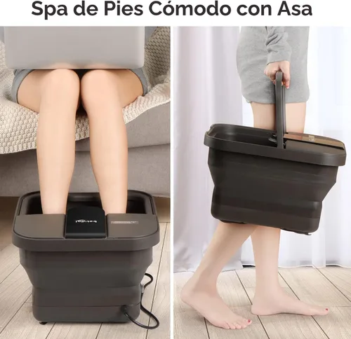 Miniatura 6 de Beinilai Spa para pies plegable, baño de pies con calor y masaje y chorros de burbujas, tina para remojar los pies con seis rodillos no motorizados