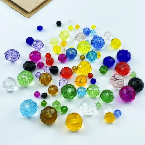 Miniatura 3 de 50 piezas de cuentas de cristal facetadas de 10 mm con orificio para pulseras, collares, aretes, joyería DIY, manualidades (Amarillo Dorado)