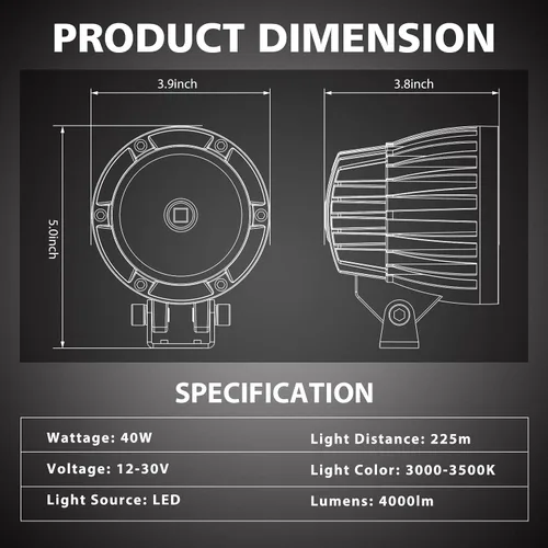 Miniatura 3 de Barra de luz LED redonda de 4 pulgadas, color ámbar, 2 unidades, 80 W, luz auxiliar de zanja, cubo LED, luces antiniebla impermeables para Jeep