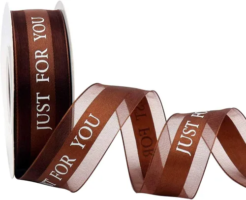 Cinta de gasa marrón de 1 pulgada, cinta Just for You para fiestas de vacaciones, decoraciones de boda, envoltura de regalo de 22 yardas para Marrón