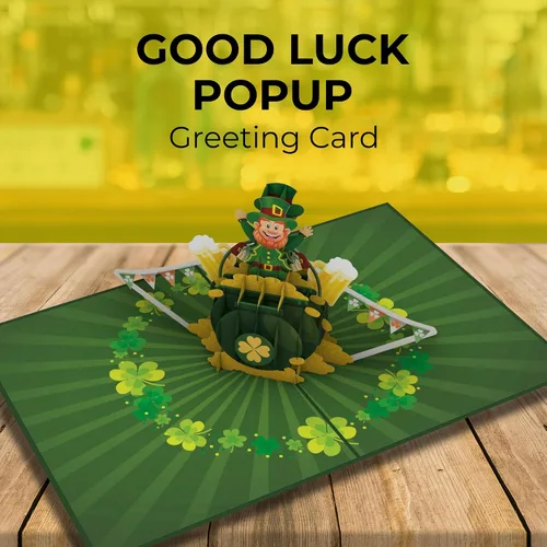 Miniatura 5 de iGifts And Cards Tarjeta desplegable 3D de duende de oro, diseño festivo de celebración irlandesa para cumpleaños del día de San Patricio y buena
